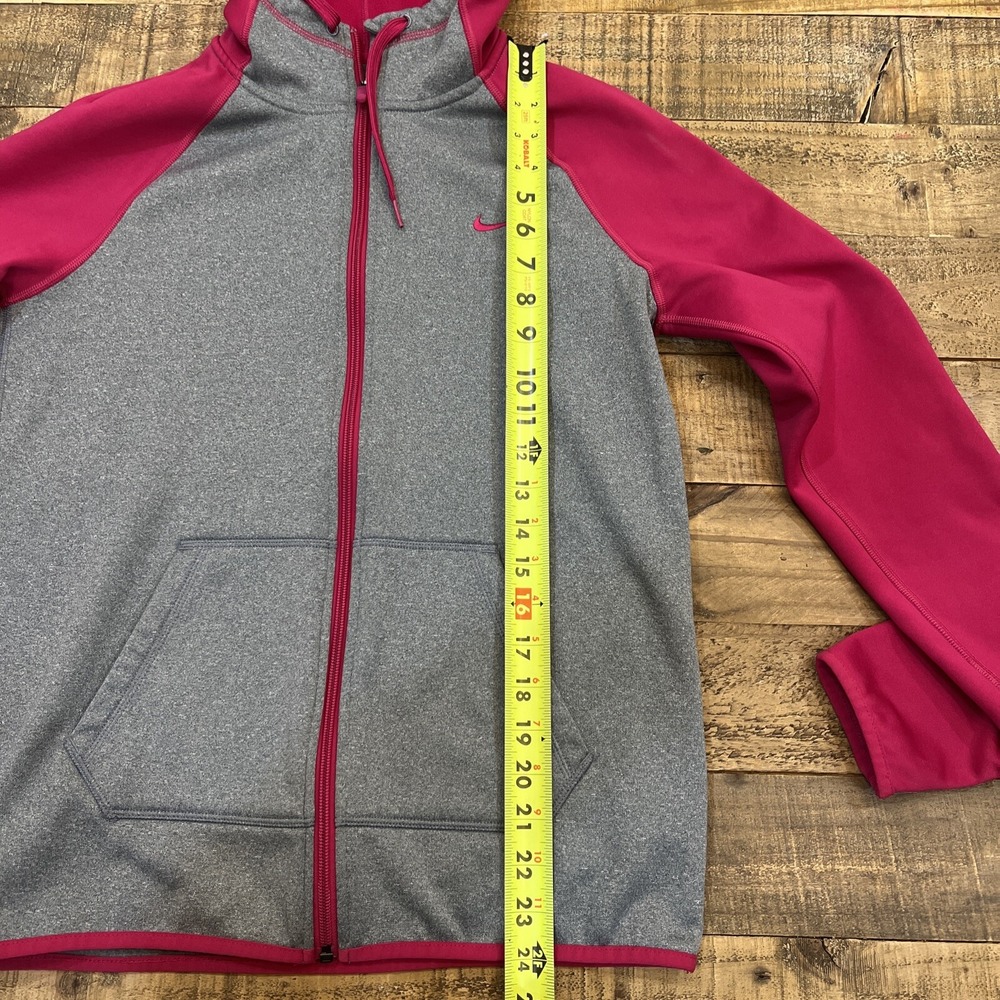 Nike Hoodie Women Small Pink And Gray Sweatshirt Jacket Therma Fit Swoosh Raglan - Picture 14 of 14